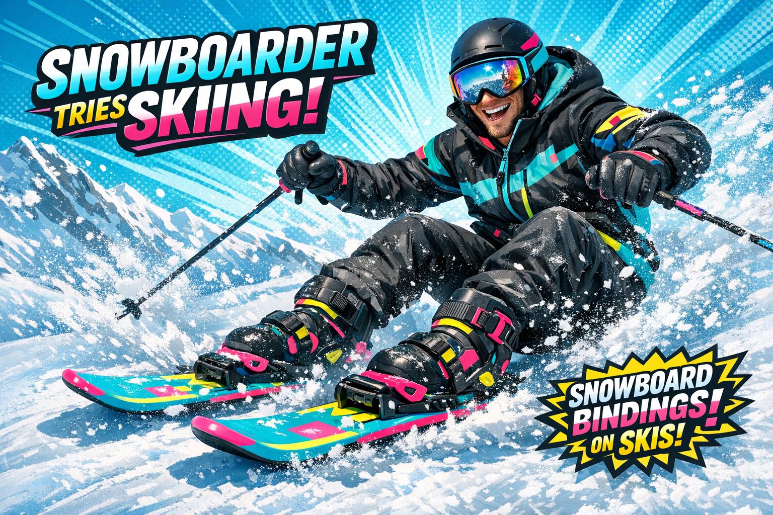 Snowboarders Trying Skiing? Start With Snowboard Bindings on Skis - snowfeet*