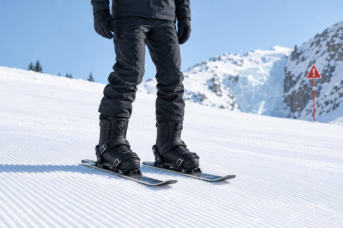 Skiing With Snowboard Boots on Icy Slopes - snowfeet*