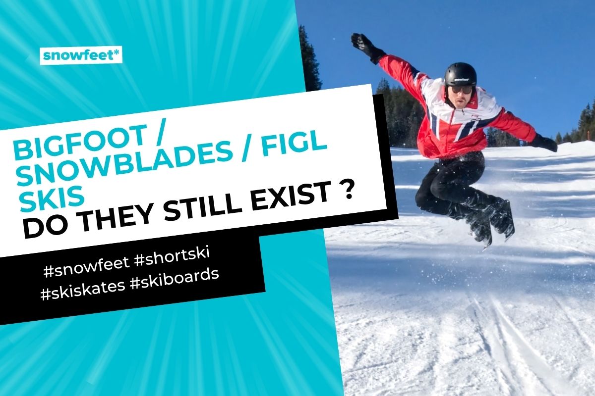 Snowfeet blog title image for article Bigfoot | Snowblades | Figl Skis - Do They Still Exist?