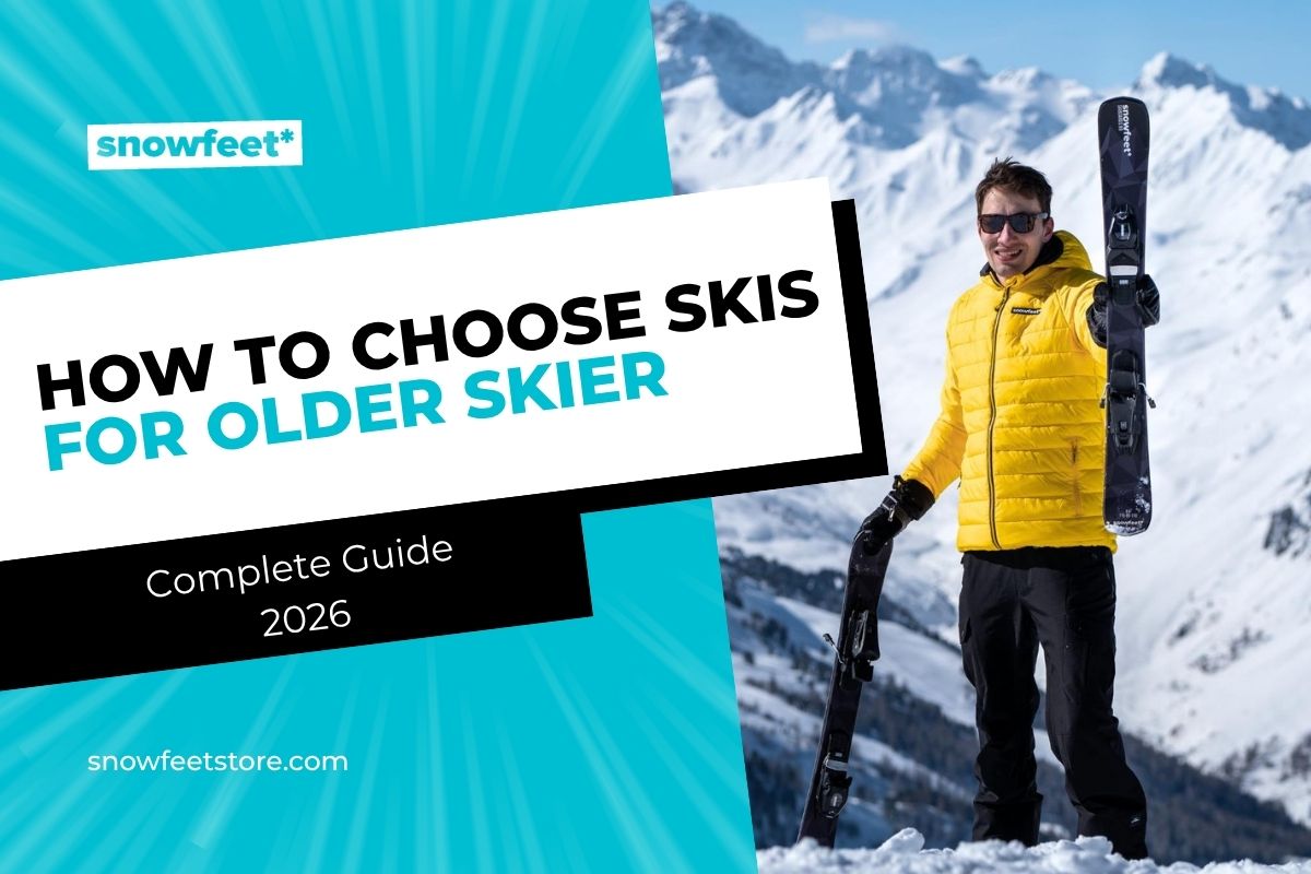 Snowfeet blog title image for article How to Choose Skis for Older Skier?