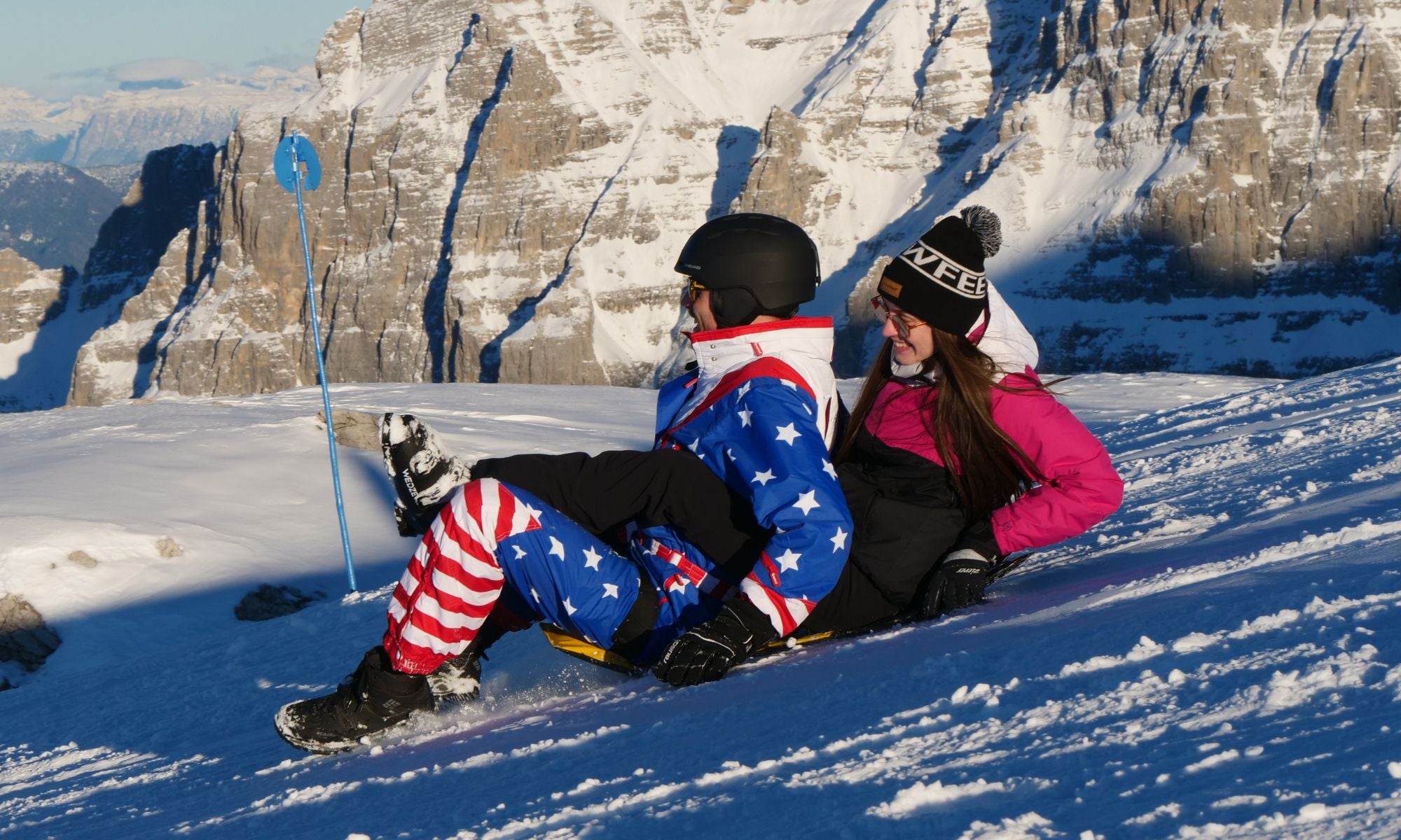 Assled. Foldable & Wearable Sled. You’ve never experienced sledding like this before. You don’t need to carry any heavy and clunky sleds anymore!Don't pull your sled behind you, wear it! Just use the front leg straps to fasten it to your legs and a belt strap to fasten it around your waist. Hands-free, care-free!