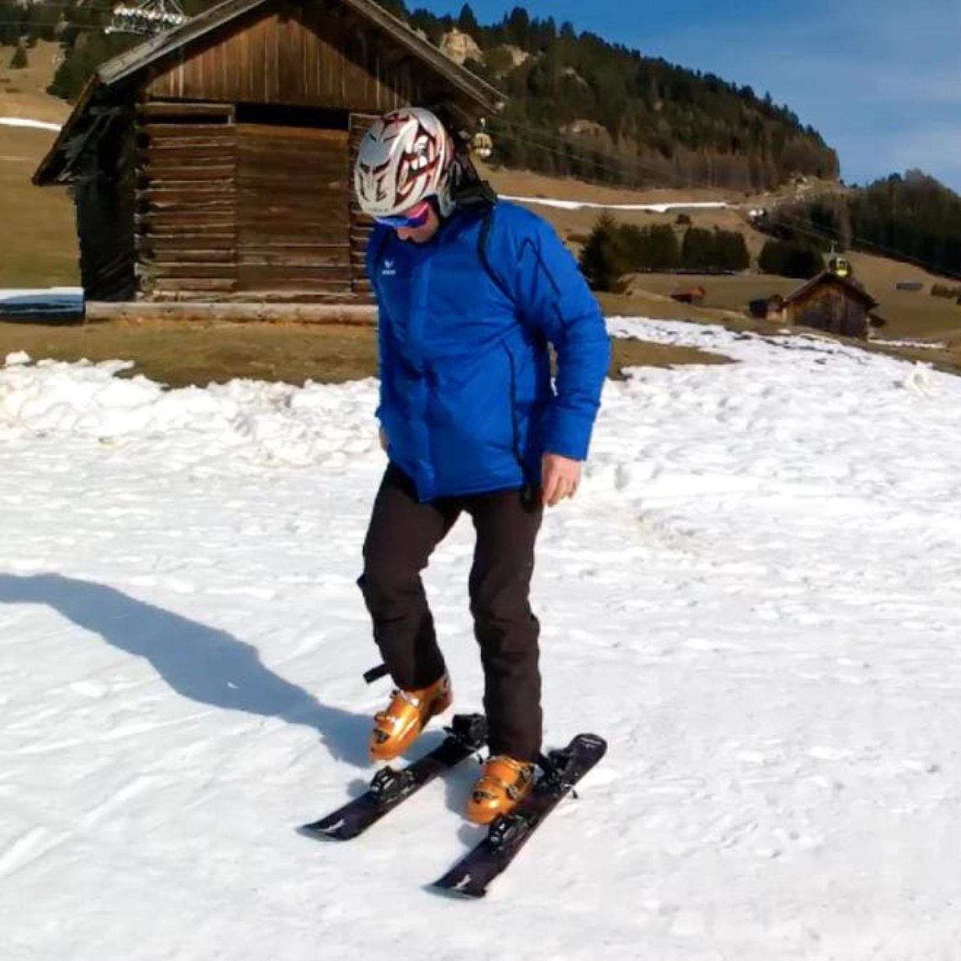 skiing, resort, short skis,, skiskates, skiboards, skiblades, snowfeet, mountains, winter, outdoor, sport, fun, skis for older skier