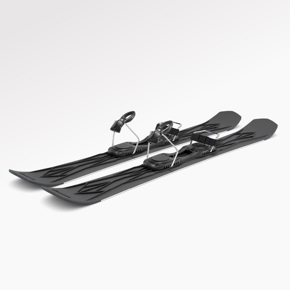 Skiblades, short skis - Snowfeet* 100cm, Product photo, fiberglass reinforced polyamide core skis, ski binding.
#Model_Snowfeet 100 CM#Binding_Ski#Color_Black