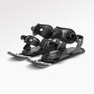 Skiskates, skates on snow -  Short Mini Skis - snowfeet*, Product photo, wood core skis, snowboard binding, black mountain color.