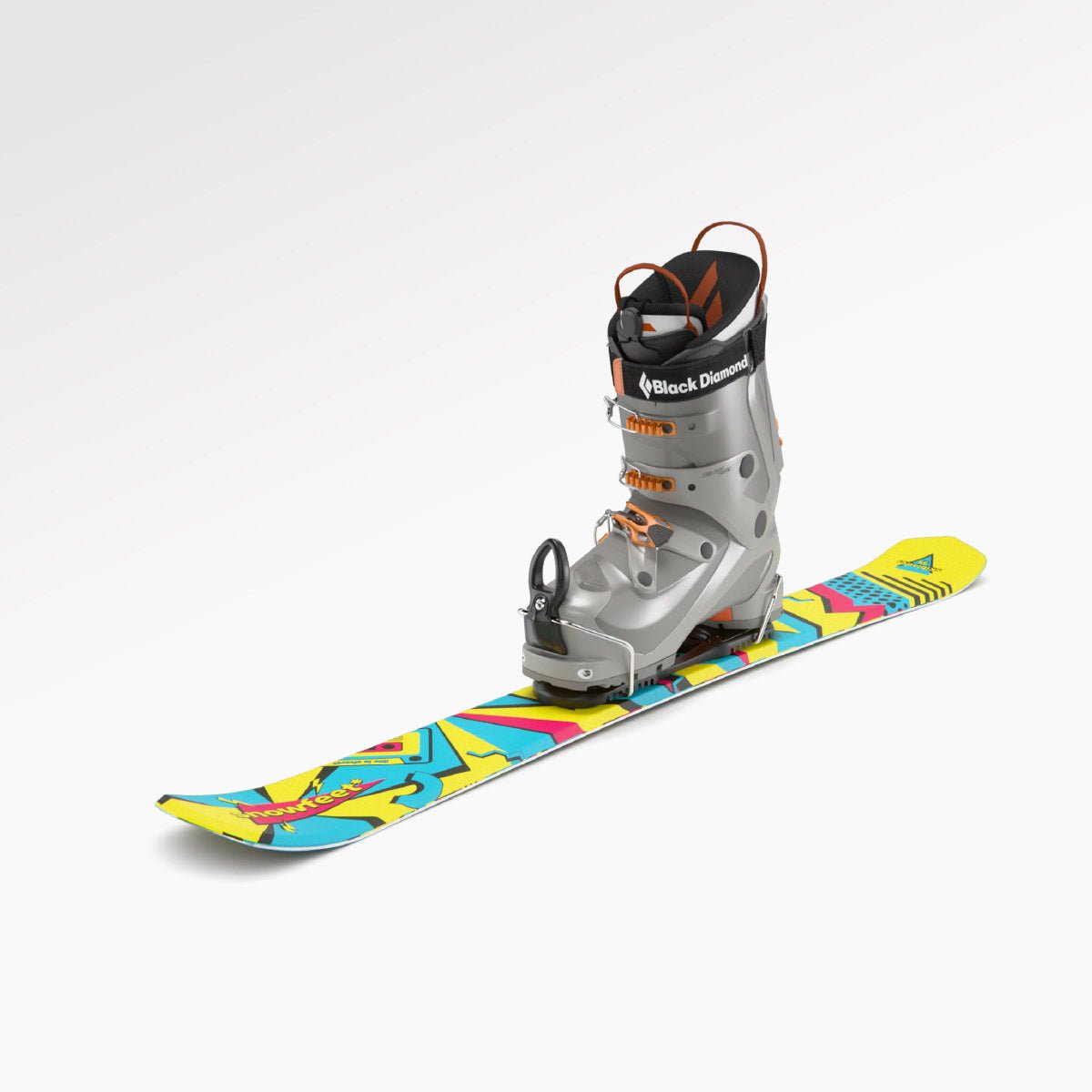 Skiboards Snowblades Short Mini Skis - snowfeet* 99CM. Product photo, wood core skis, simple ski binding, retro color. With ski boot
#Binding_Ski#Color_Retro