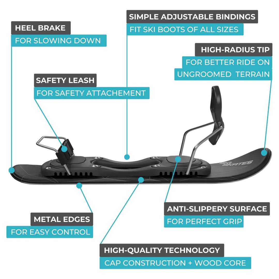 Skiskates. Skates for ski slopes  A combination of skis and skates. They are basically ice skates for ski slopes.  Best for downhill skiing on ski slopes and in snow parks. Skiskates Features. 