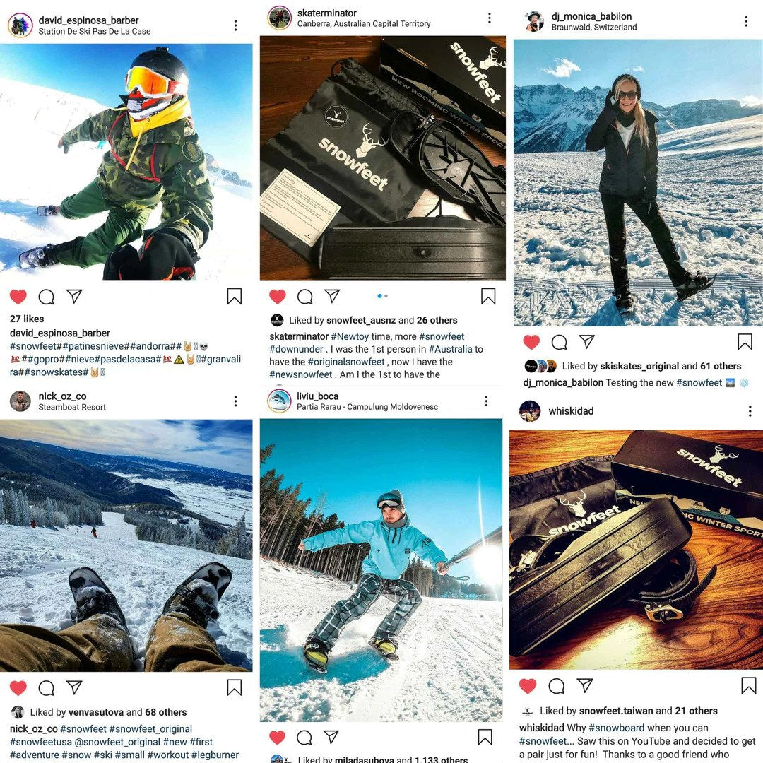 Snowfeet mini skis, downhill skiing, combination of skiing and skating. Skiskating, new winter sport, ski-shoe attachments. Join growing Snowfeet community.