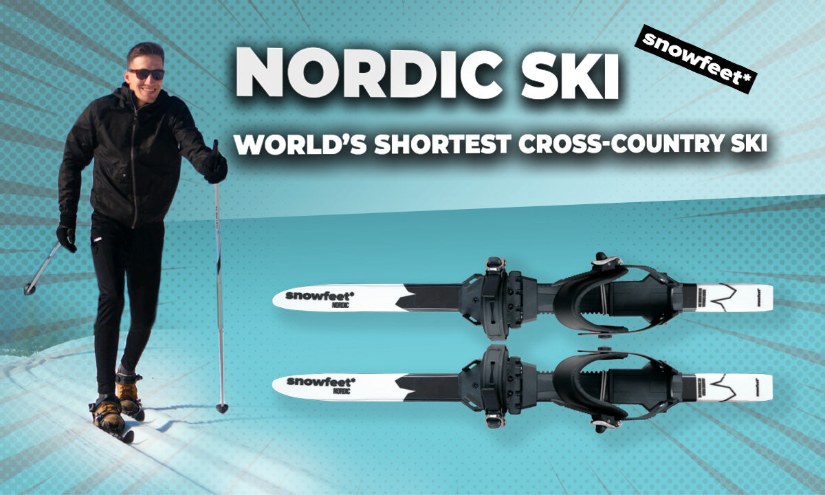 World’s shortest Snowfeet nordic skis. LENGTH - Only 90 cm / 35 Inch Great for beginners, intermediates and pros who want to enjoy their cross-country trip to the fullest. Great for both kids and adults, teenagers or ski instructors.