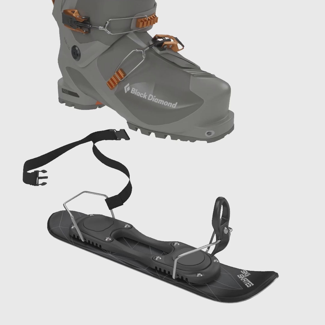 Snowfeet* Skiskates | 44 CM | Black triangle | Snowboard bindings | Skiblades Snowblades Mini Skis | Shortest Ski | Slipping on Detailed Video