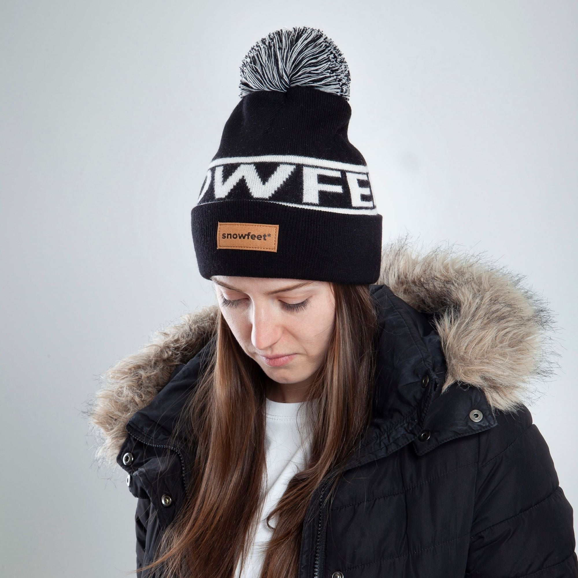 Snowfeet Logo Winter Knit Hat | Beanie Black - snowfeet*