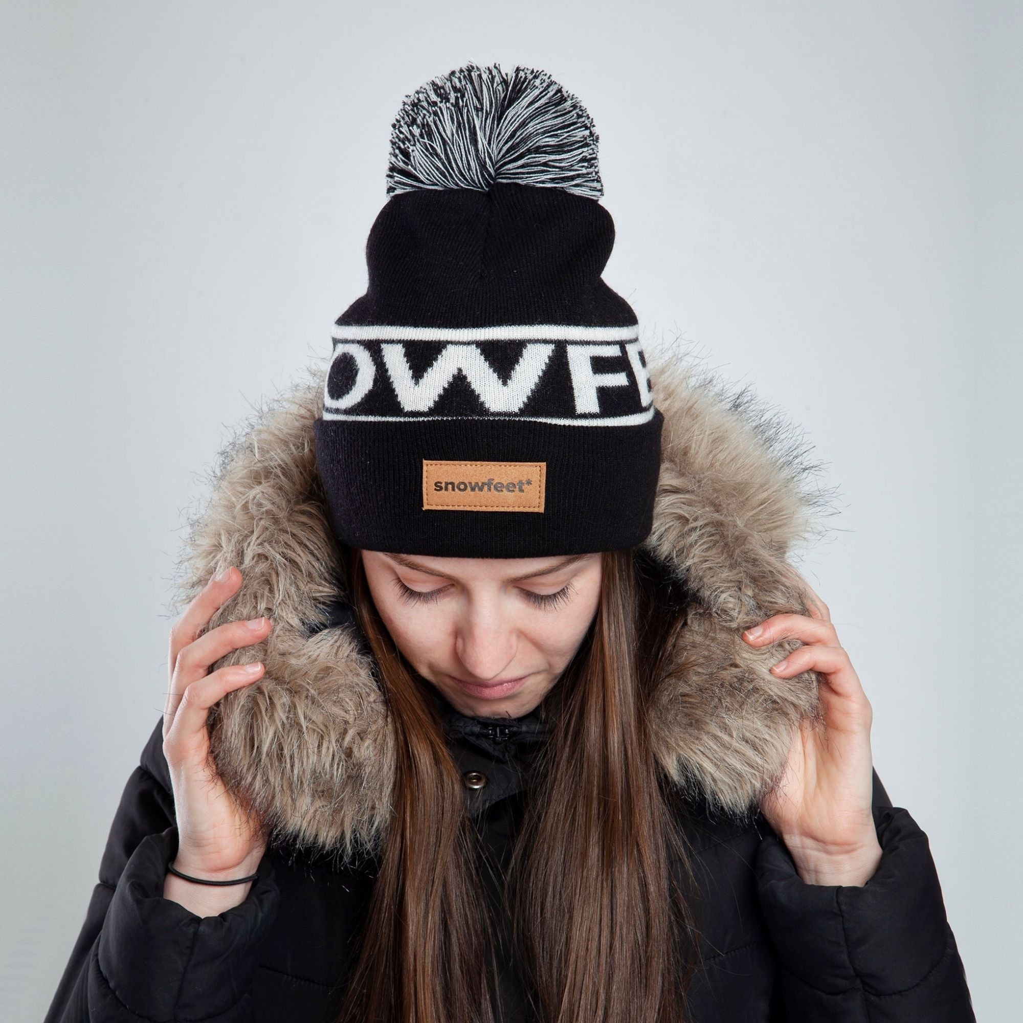 Snowfeet Logo Winter Knit Hat | Beanie Black - snowfeet*