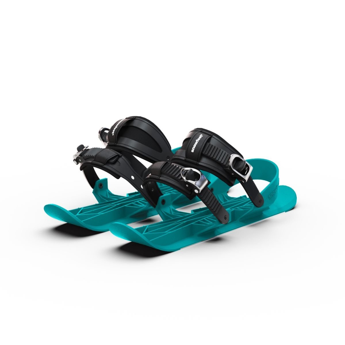 Skiskate, skates on snow - Snowfeet* 50cm, Product photo, wood core skis, turquoise color variant.
#Model_Snowfeet 50 CM#Binding_Standard#Color_Turquoise