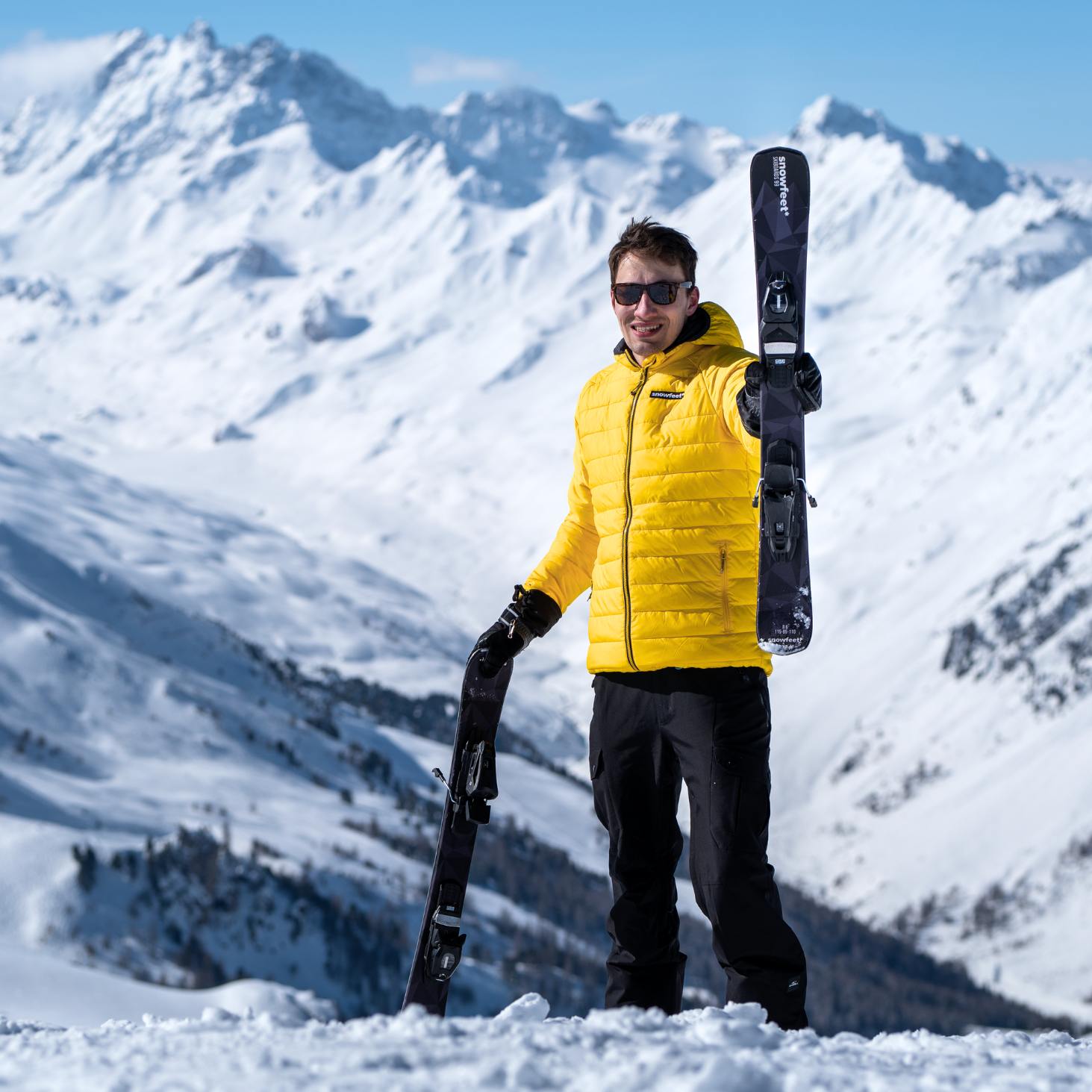 Snowfeet* Short Skis | 99 CM | Retro | Snowboard Bindings | Skiblades Skiboards Snowblades - snowfeet*