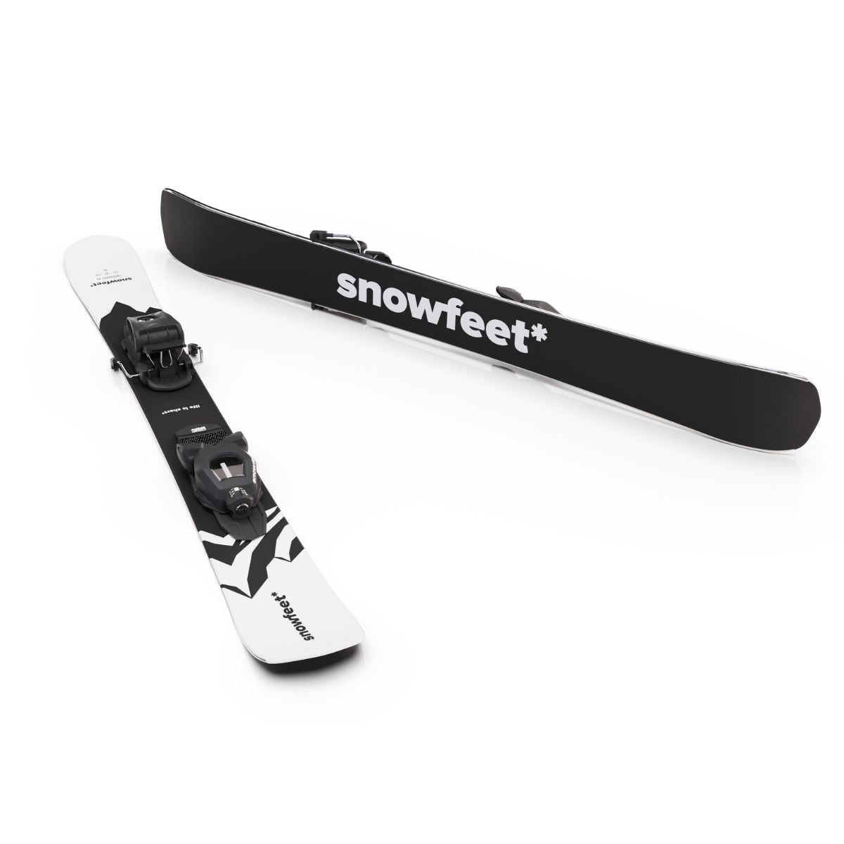 Snowfeet* Short Skis | 99 CM | Mountain White | Pro Ski Bindings | Skiblades Skiboards Snowblades - snowfeet*