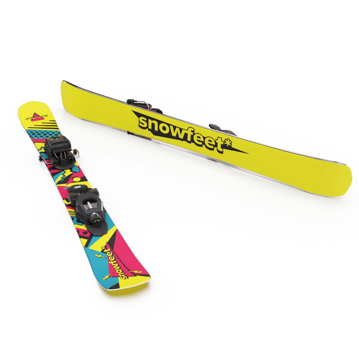 Snowfeet* Short Skis | 99 CM | Retro | Pro Ski Bindings | Skiblades Skiboards Snowblades - snowfeet*
