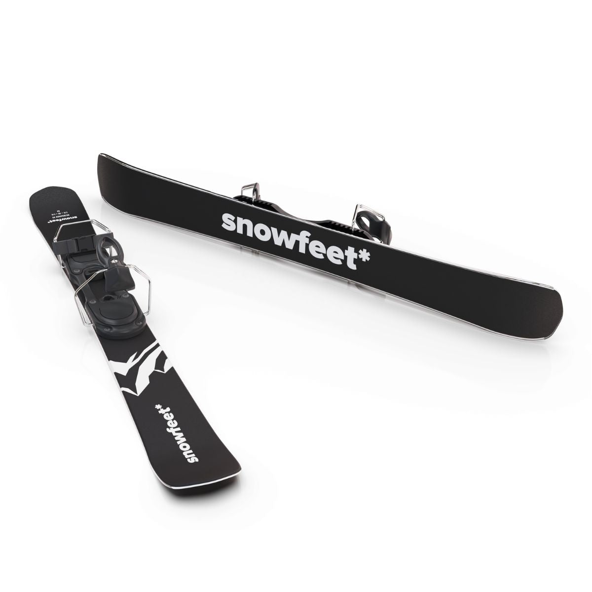 Snowfeet* Short Skis | 99 CM | Mountain Black | Ski bindings | Skiblades Skiboards Snowblades - snowfeet*