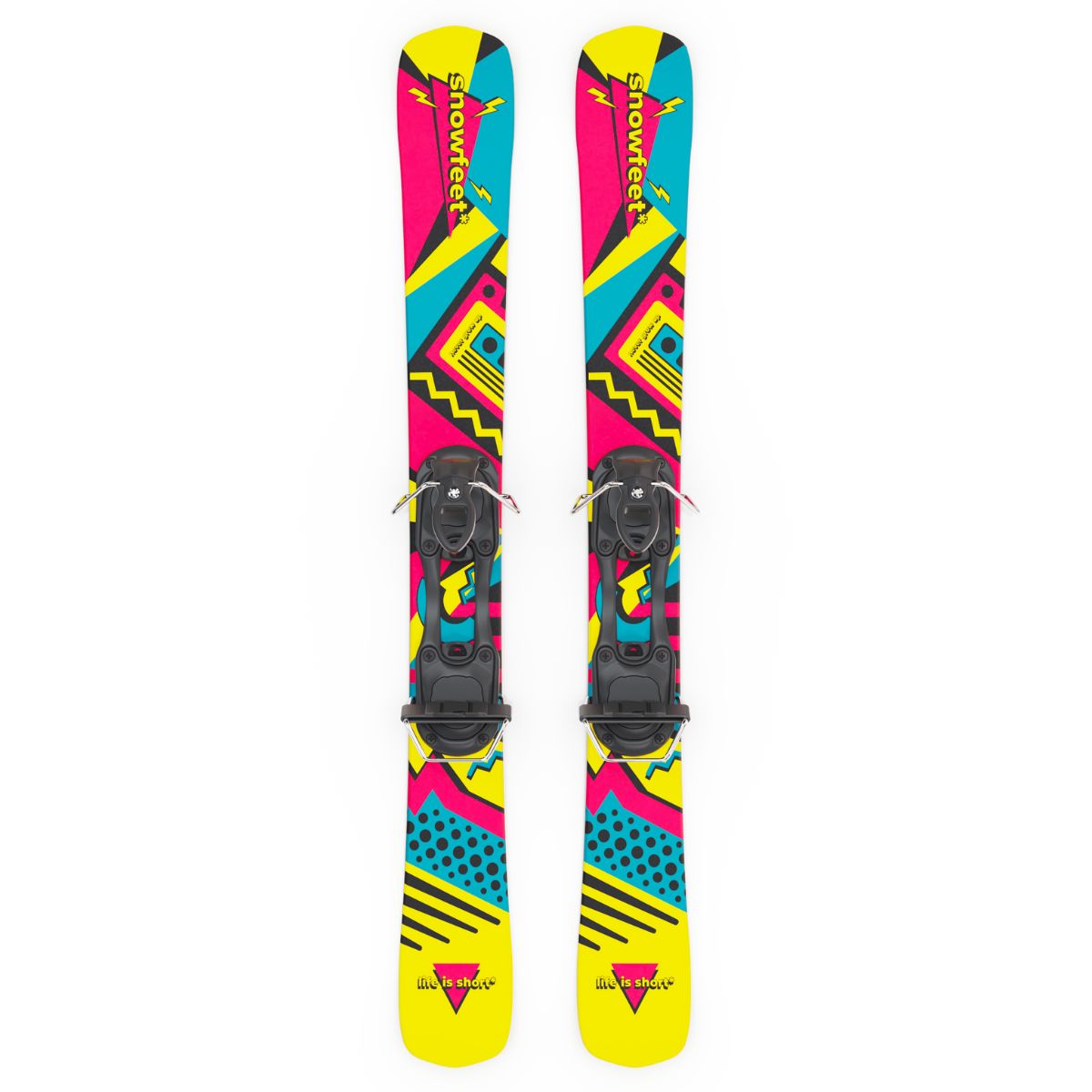 Snowfeet* Short Skis | 99 CM | Retro | Ski Bindings | Skiblades Skiboards Snowblades - snowfeet*