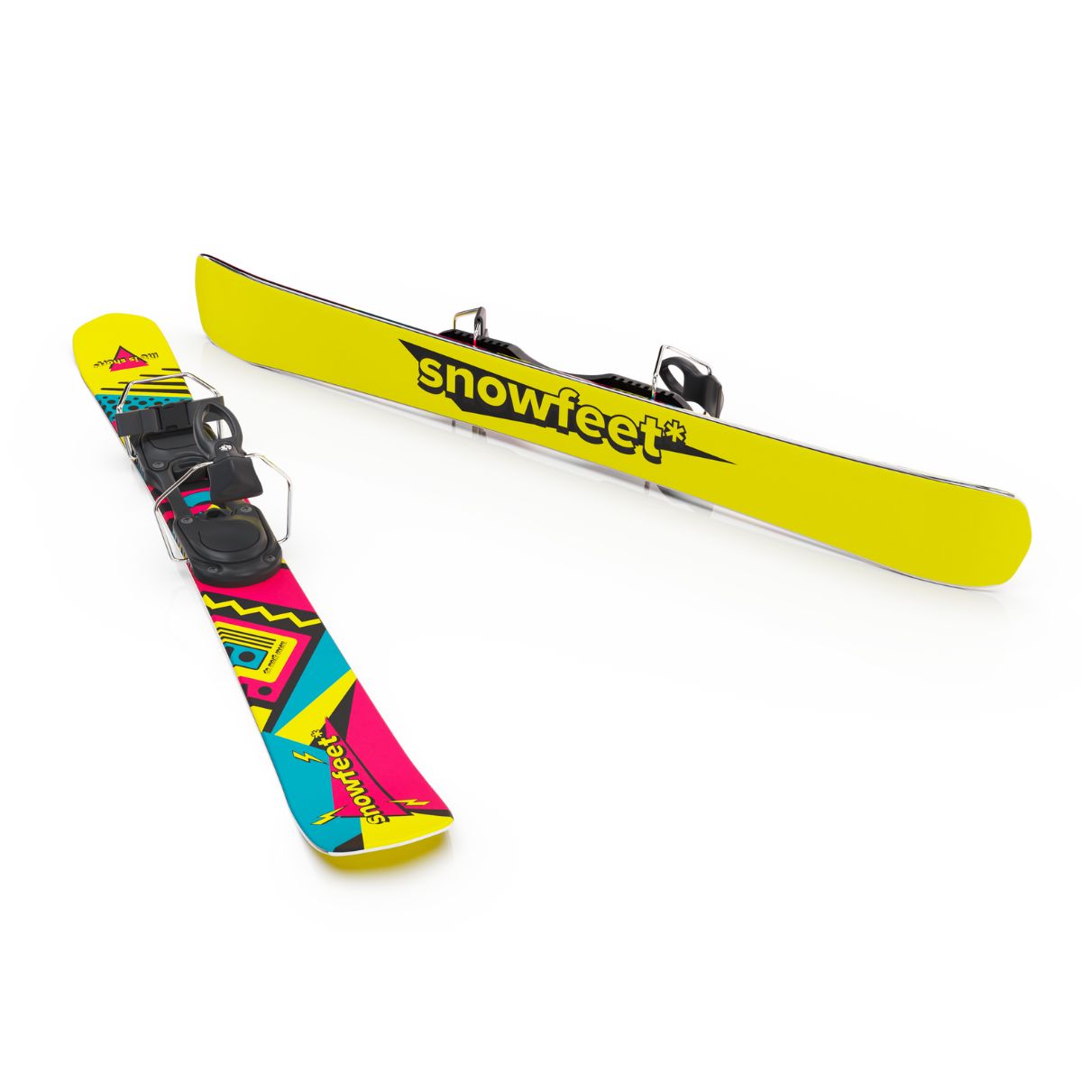 Snowfeet* Short Skis | 99 CM | Retro | Ski Bindings | Skiblades Skiboards Snowblades - snowfeet*