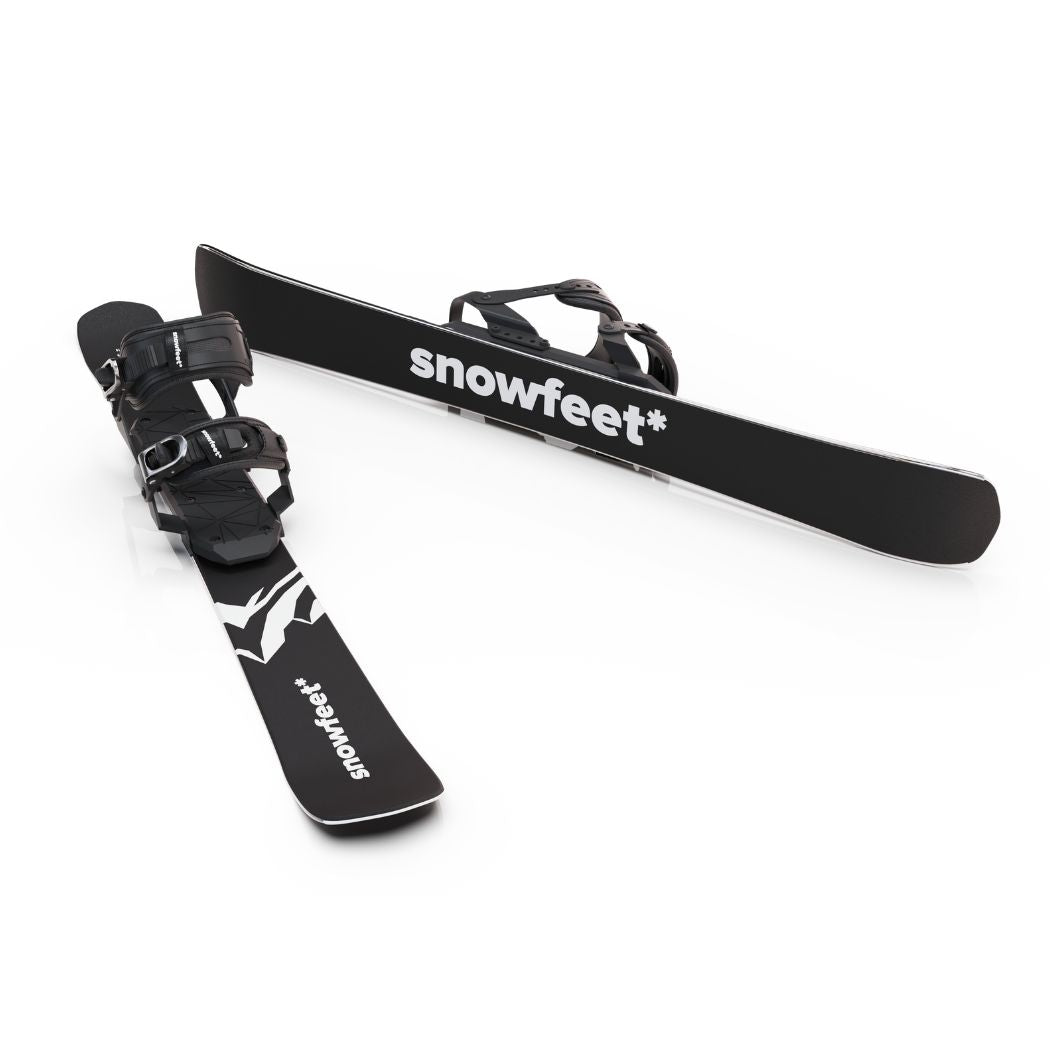 Snowfeet* Short Skis | 99 CM | Mountain Black | Snowboard bindings | Skiblades Skiboards Snowblades - snowfeet*