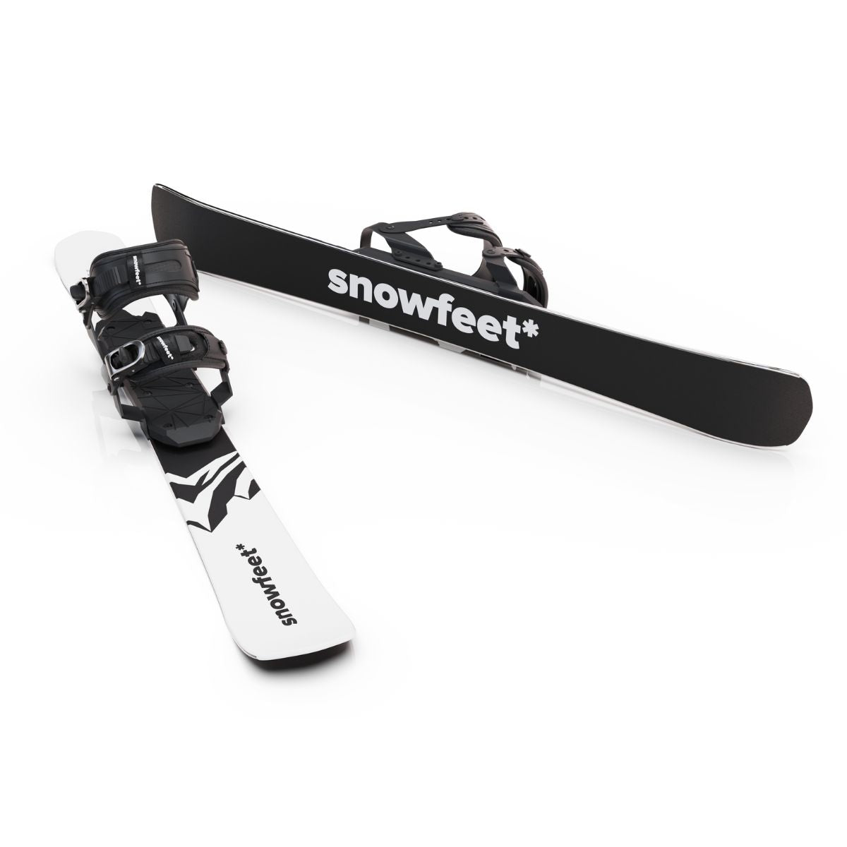 Snowfeet* Short Skis | 99 CM | Mountain White | Snowboard Bindings | Skiblades Skiboards Snowblades - snowfeet*