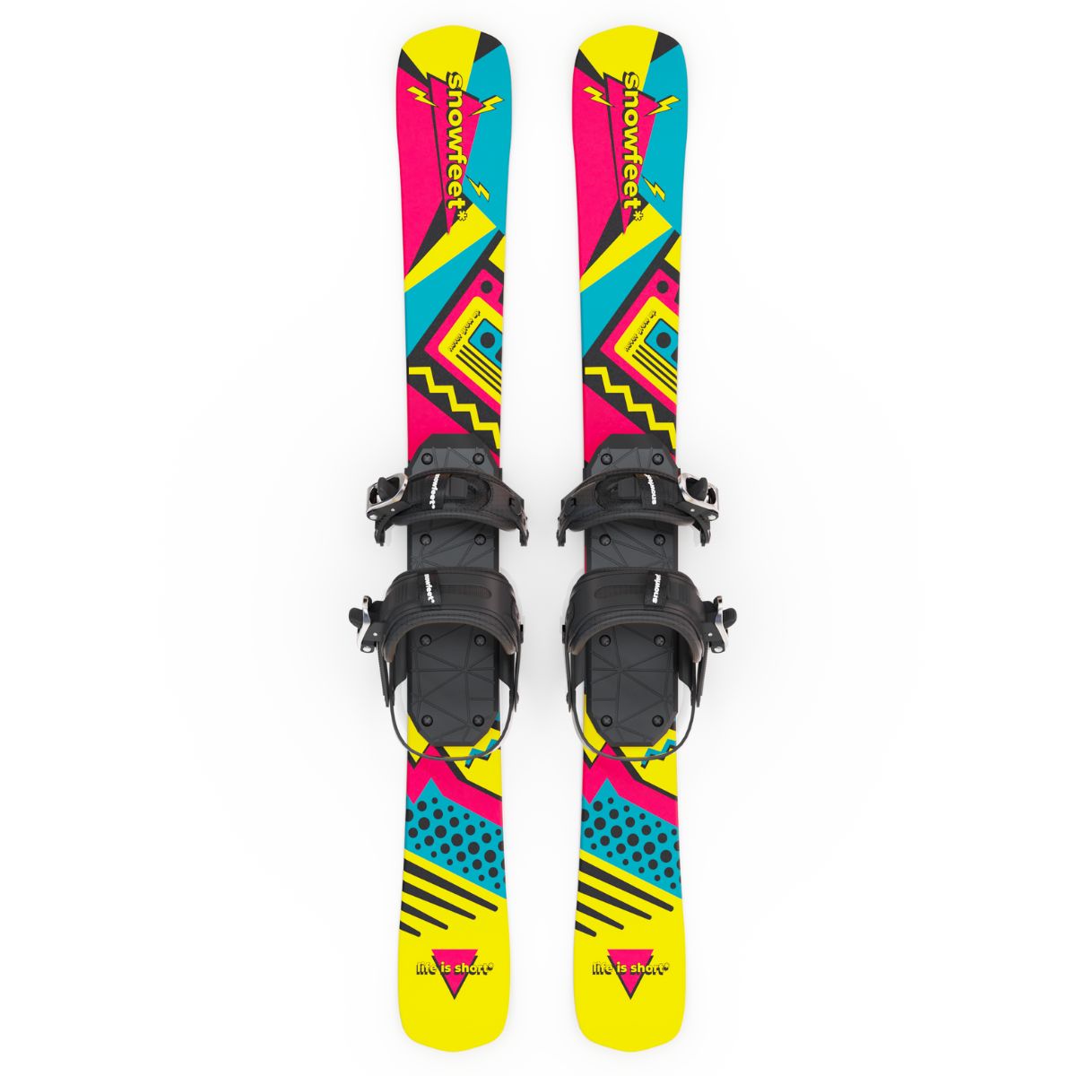 Snowfeet* Short Skis | 99 CM | Retro | Snowboard Bindings | Skiblades Skiboards Snowblades - snowfeet*