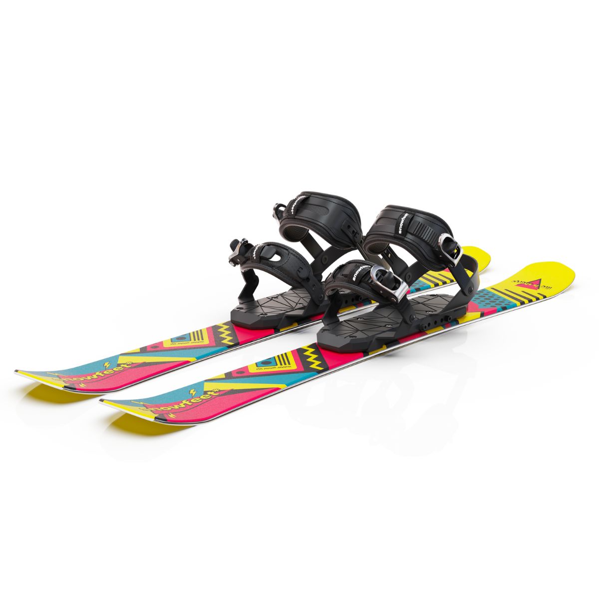 Snowfeet* Short Skis | 99 CM | Retro | Snowboard Bindings | Skiblades Skiboards Snowblades - snowfeet*