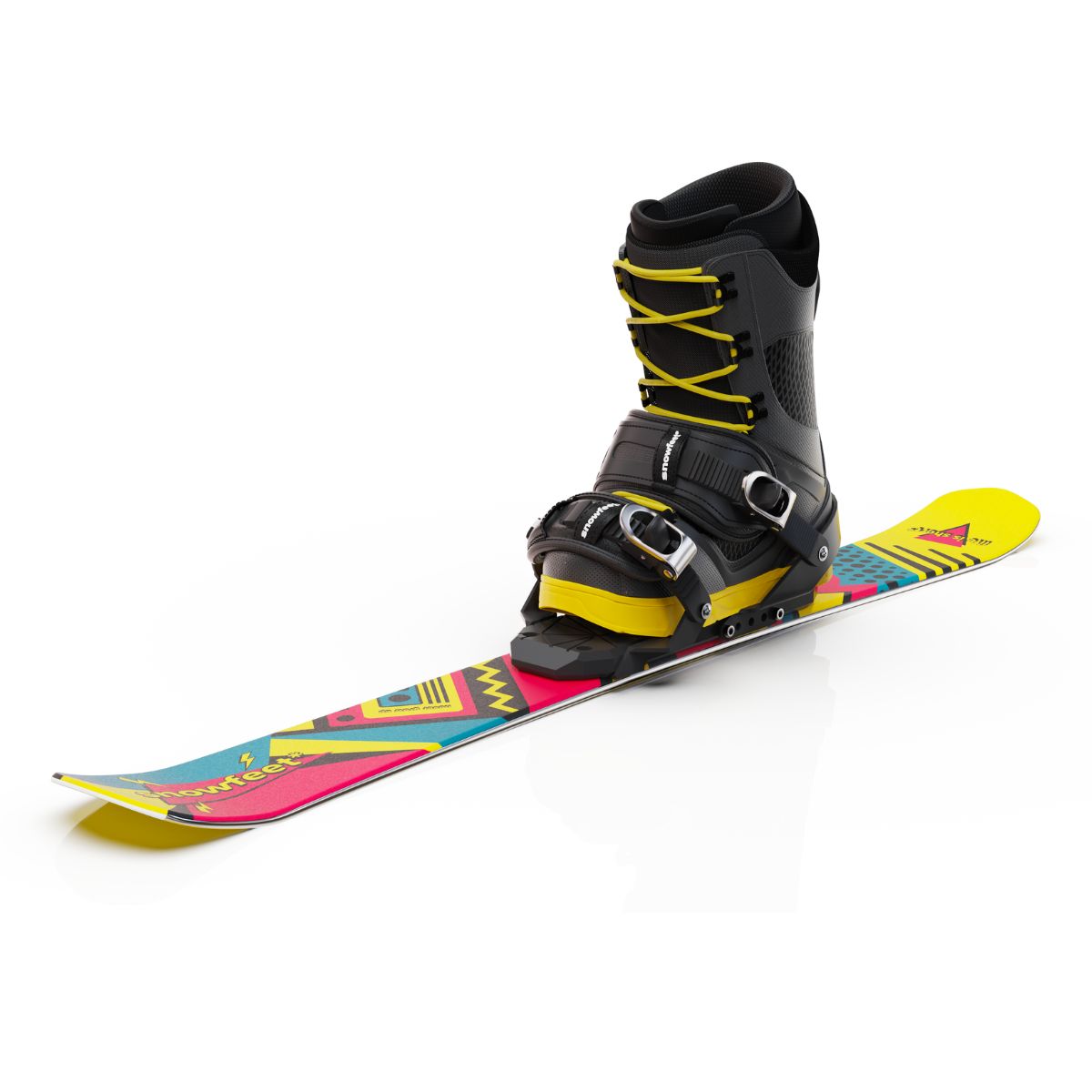 Snowfeet* Short Skis | 99 CM | Retro | Snowboard Bindings | Skiblades Skiboards Snowblades - snowfeet*