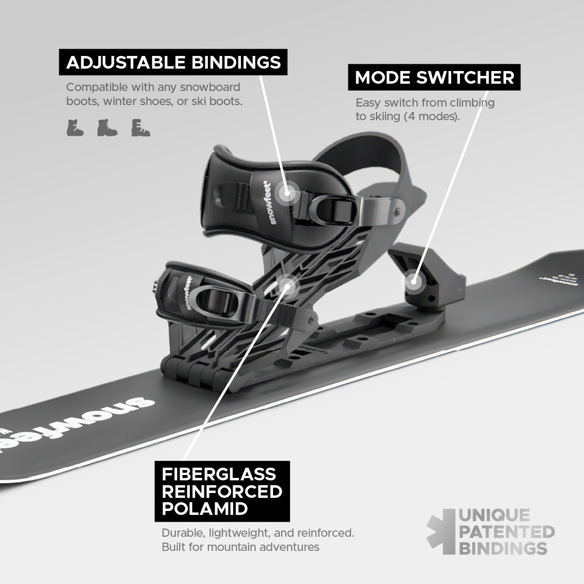 Snowfeet* WALKSKI Backcountry Touring Skis | 100 CM
