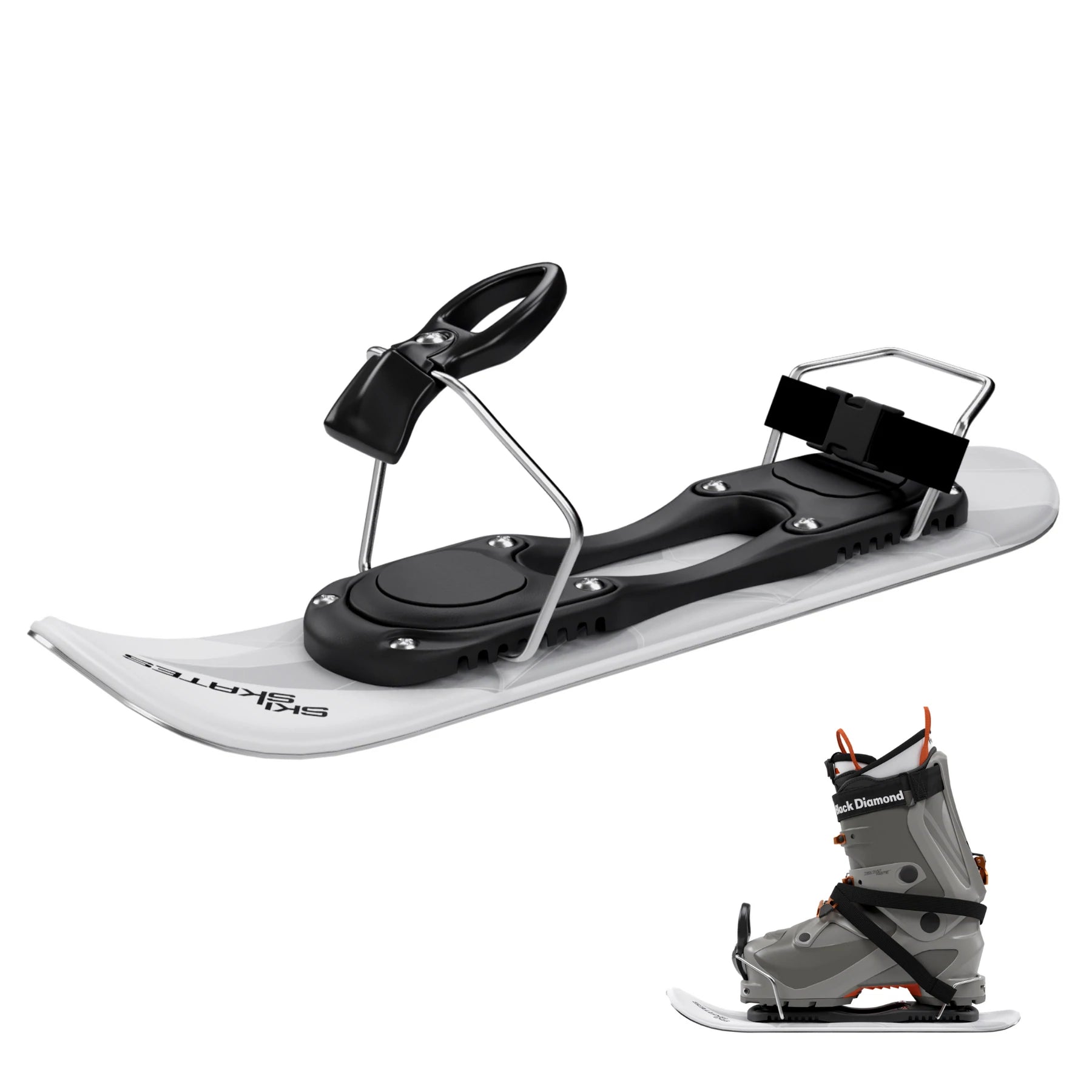Snowfeet* Skiskates | 44 CM | White Triangle | Ski Bindings | Skiblades Snowblades Mini Skis | Shortest Ski
