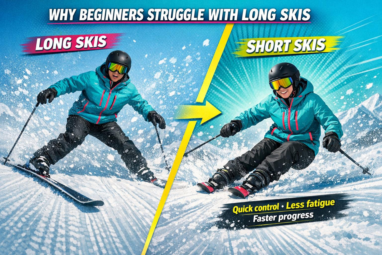 Why Beginners Struggle With Long Skis - snowfeet*