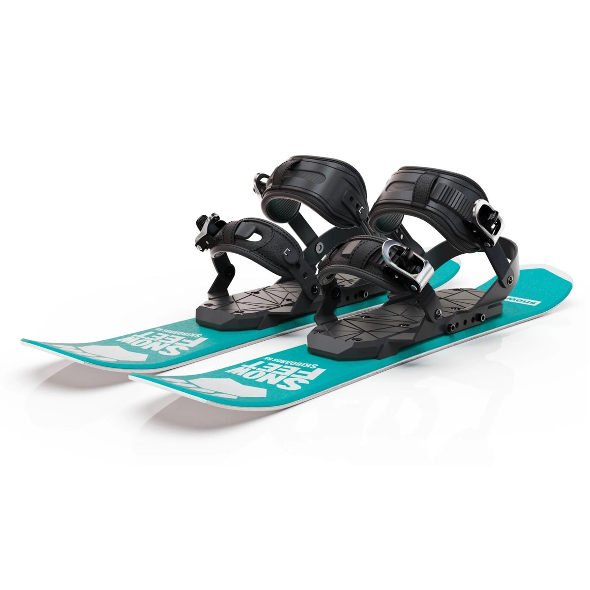 Short Skis with Snowboard Bindings