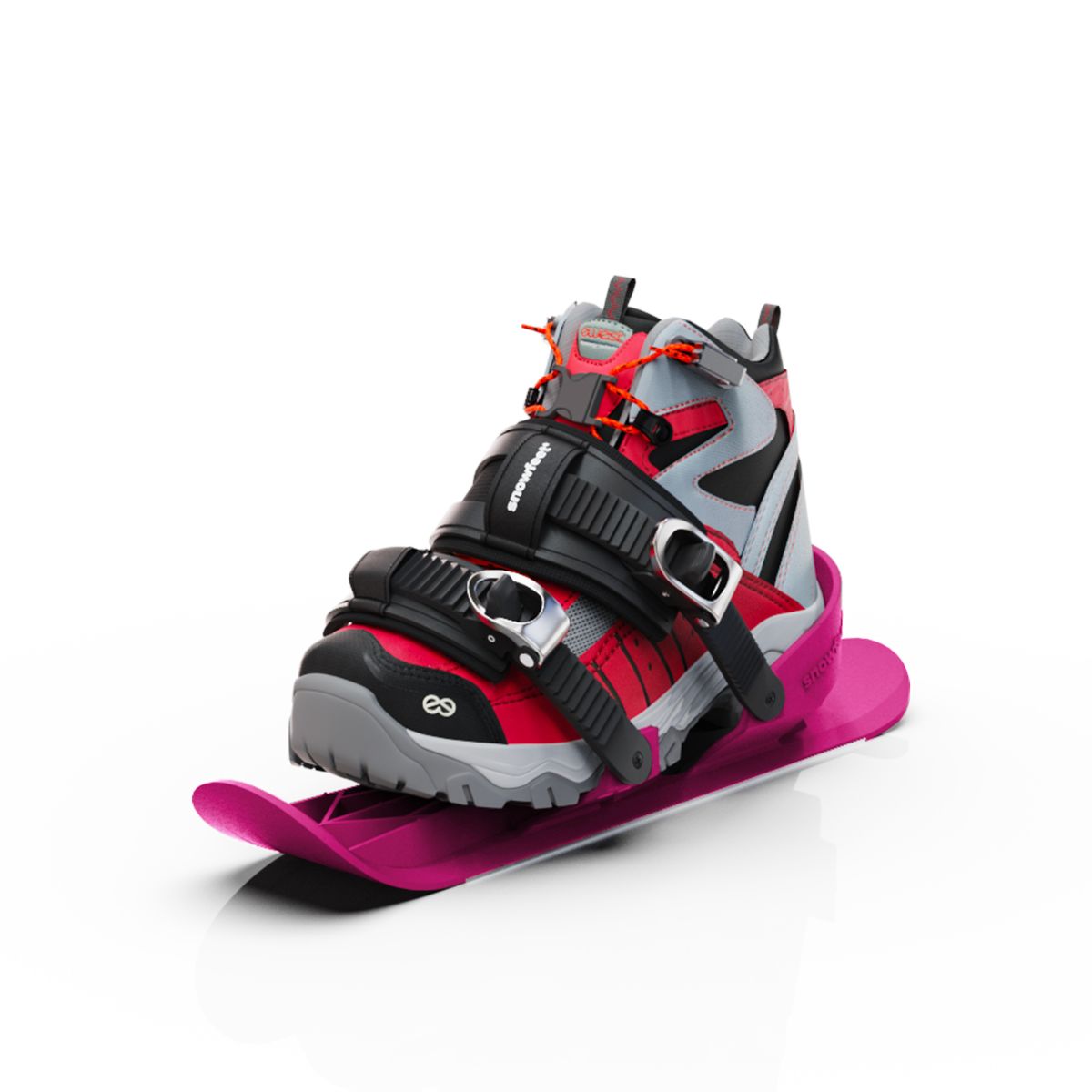 snowfeet pro mini ski skates for snow snowskates skiskates skating ski short ski mini skiskate for snow snowfeet new model best model #color_pink