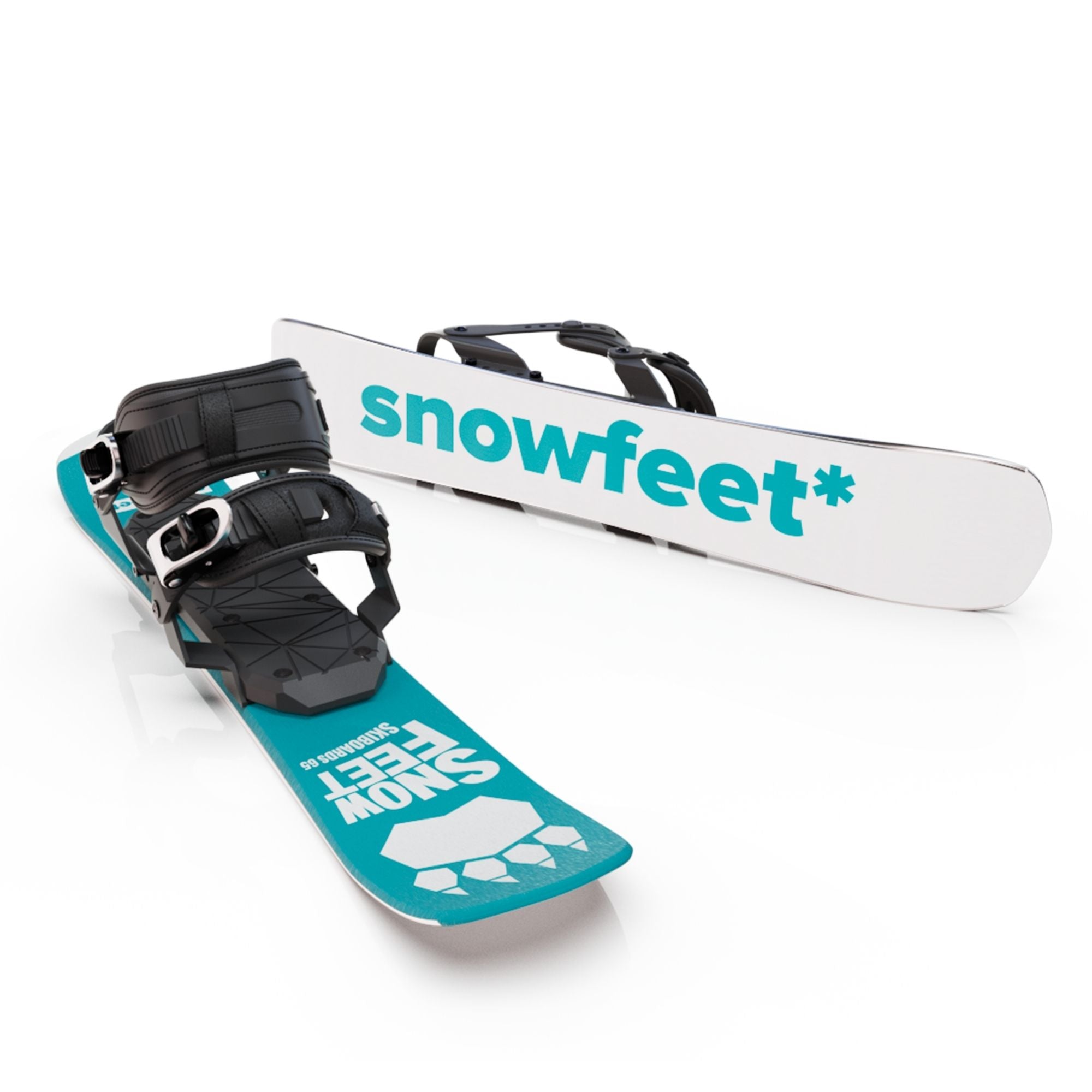 snowfeet-snowblades-bindings-for-snowboard-boots-black-skiboards-shortski-blue-turquoise