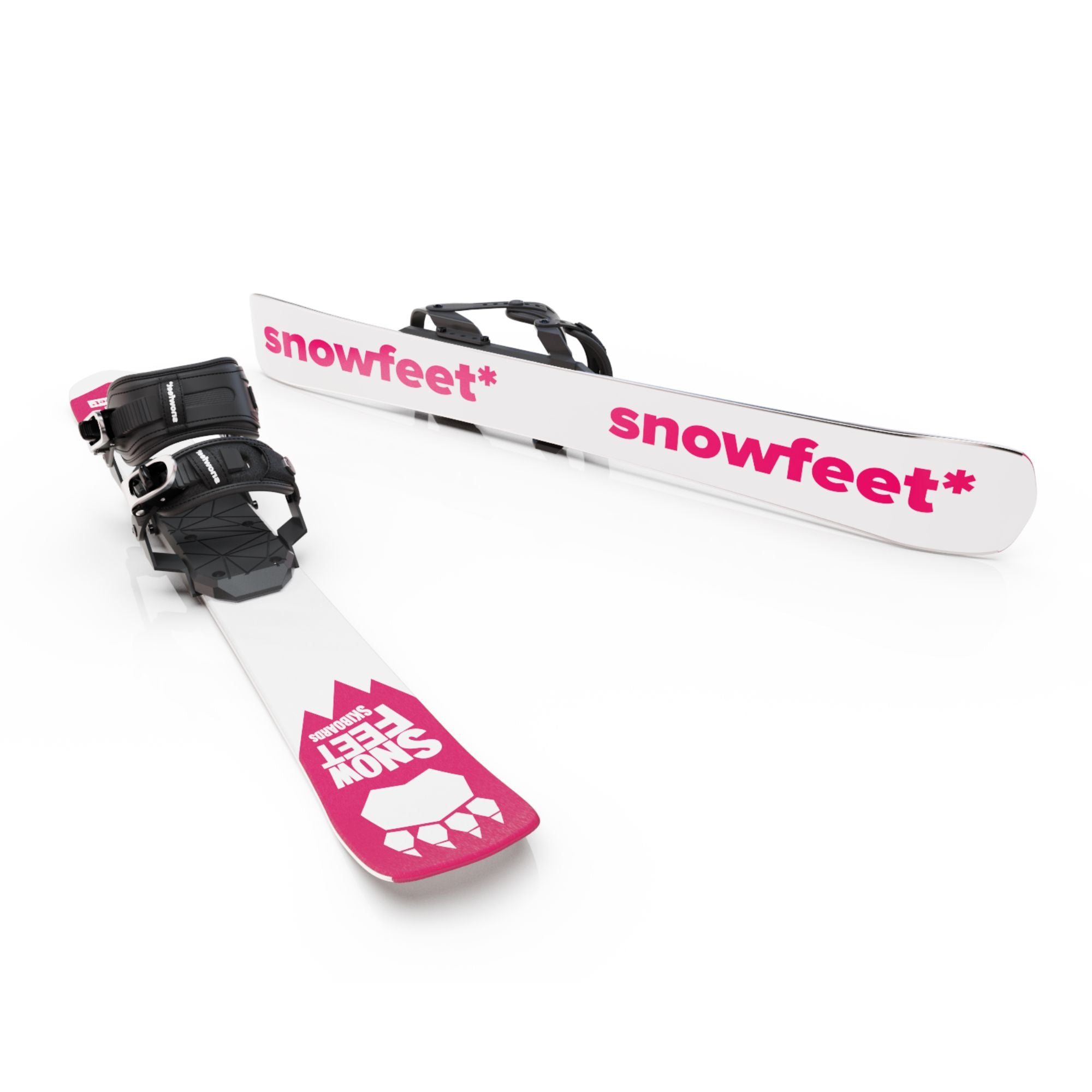 skiboards snowblades short ski 99 snowfeet mini little ski skiblades for snowboard boot with snowboard boot bindings pink