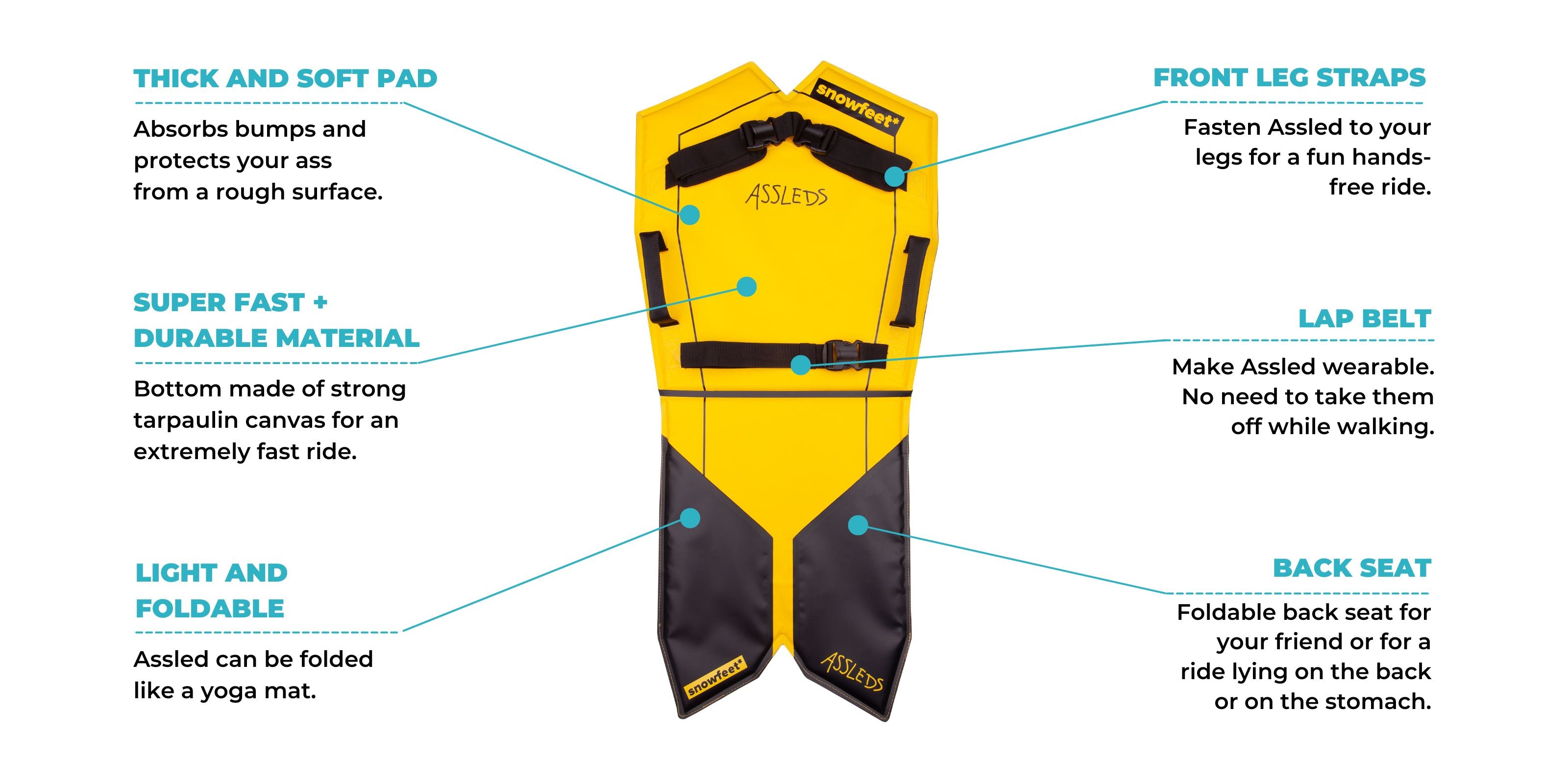feet ASSLED 究極の雪ソリ Assled - Wearable Foam Snow Sleds for Adults and Kids - by