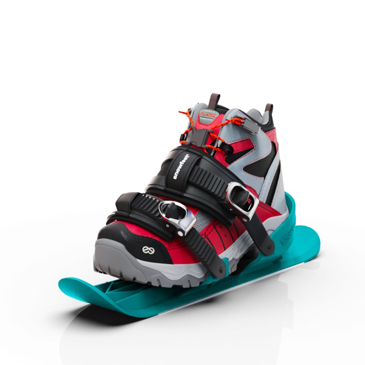  snowfeet pro mini ski skates for snow snowskates skiskates skating ski short ski mini skiskate for snow snowfeet new model best model #color_turquoise