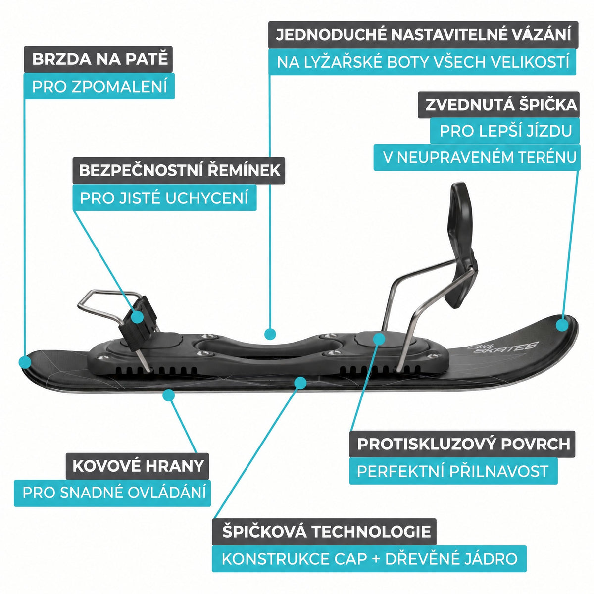 Skiskates by Snowfeet* | 44 CM | Functions | Black Triangle | Ski bindings | Skiblades Snowblades Mini Skis | Shortest Ski