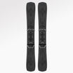 Pair of black skis with bindings on a white background