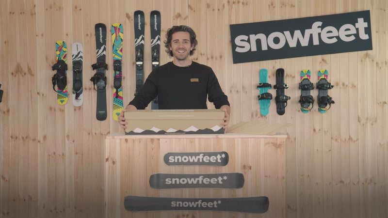 Snowfeet 65 CM rectenhle unboxed review. Man gives review of short skis - skiblades