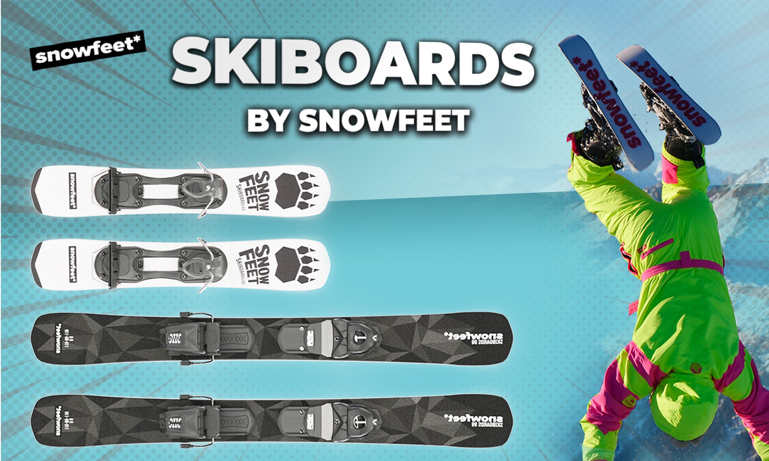 Snowfeet* Short Skis 120 CM | High-Quality Skiblades Snowblades