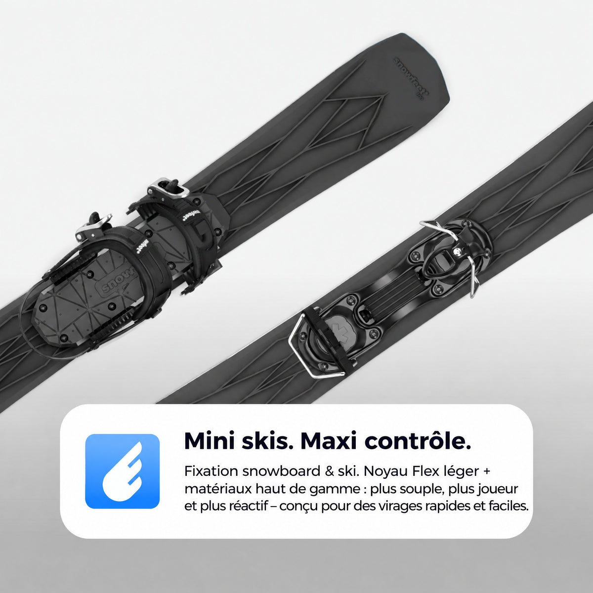 Snowfeet* 100 CM | Skiblades | Snowblades Skiboards Short Skis | Lightweight Flex Core - snowfeet*