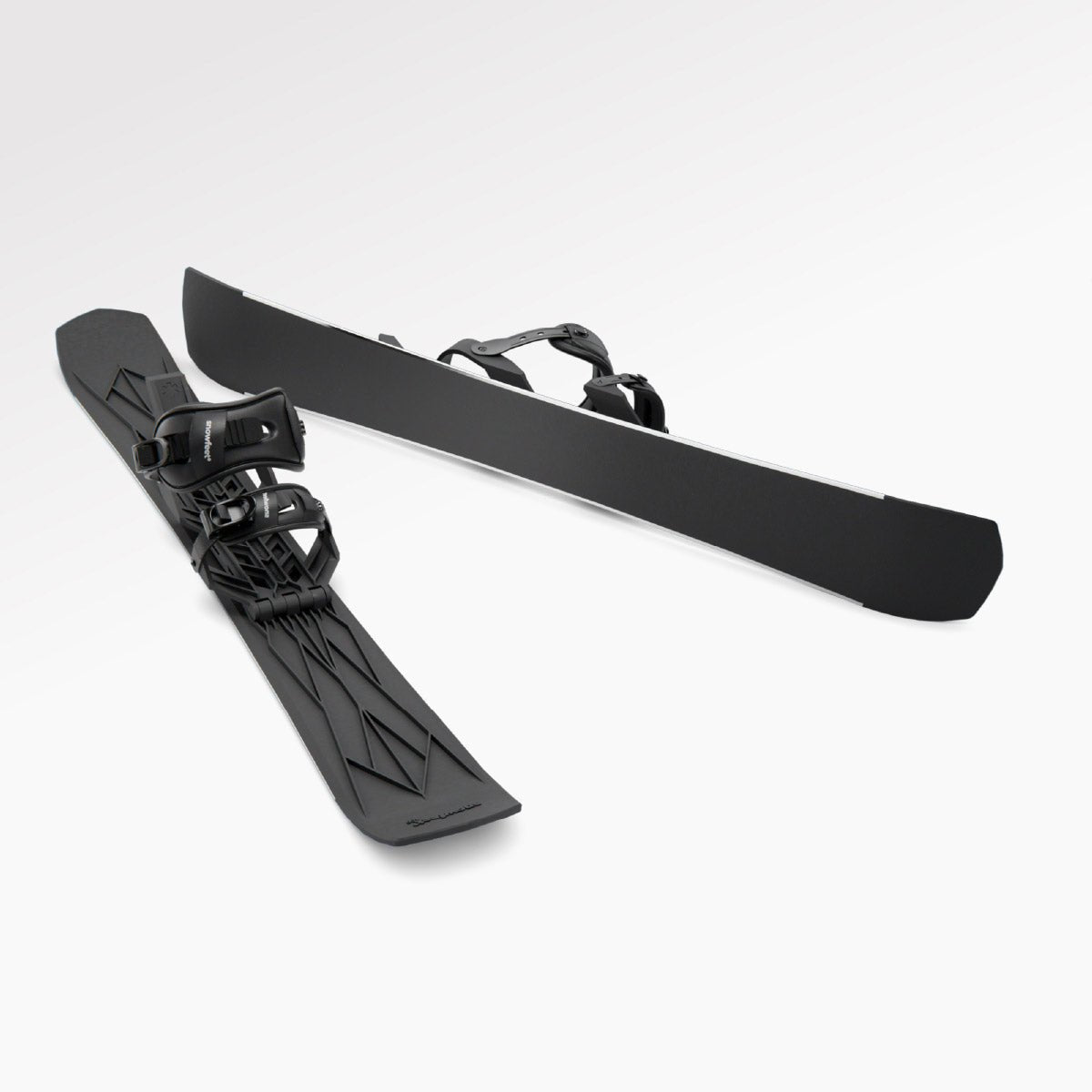 Snowfeet Walkski short backcountry touring skis for hiking and skiing, Climbing skins included, Fiberglass-reinforced polyamide.