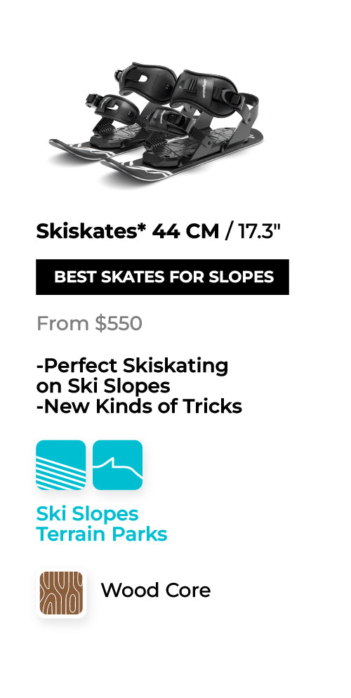 Skiskates with text on a white background