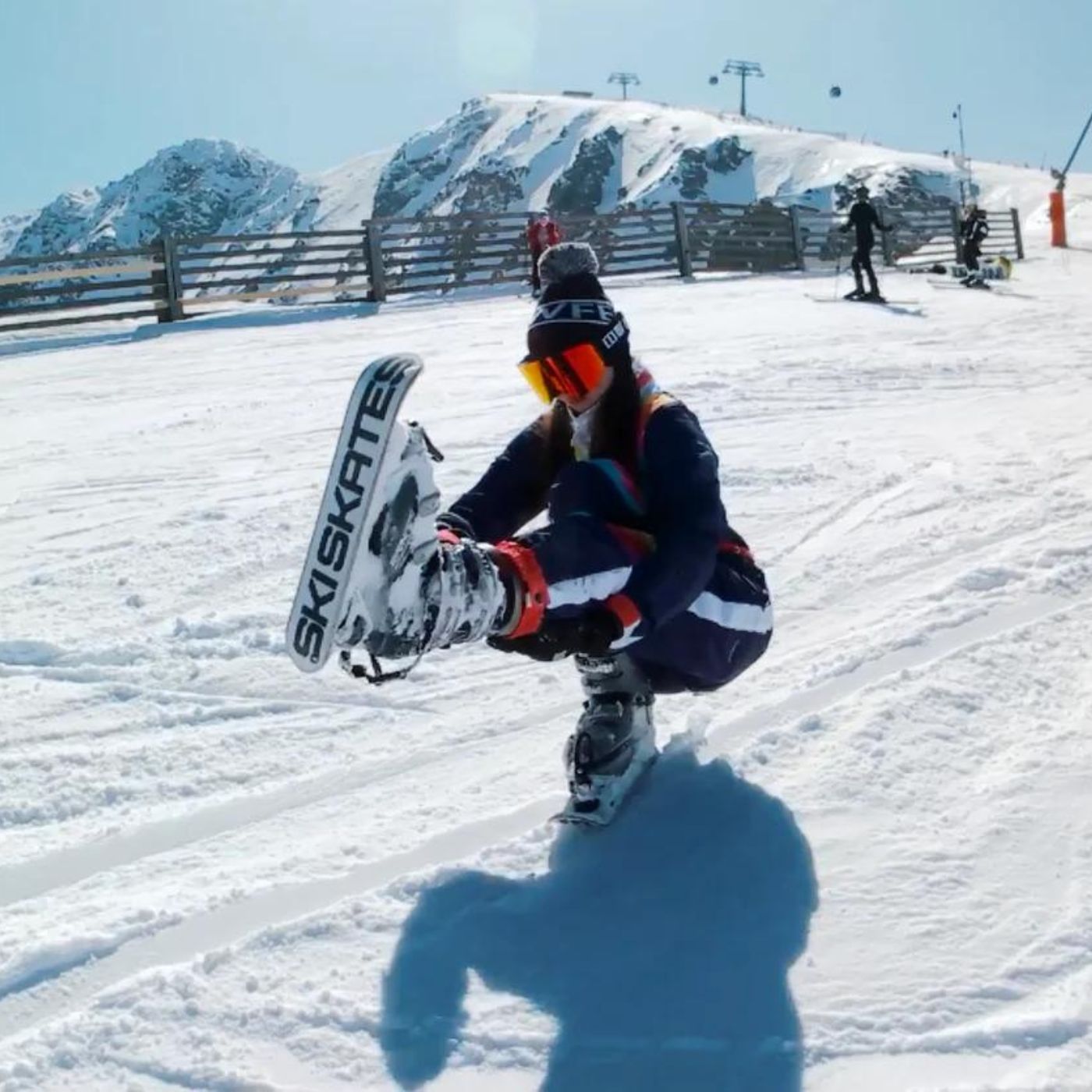 women, skiing, short skis, skiskates, skiboards, skiblades, snowfeet, mountains, winter, outdoor, sport, fun