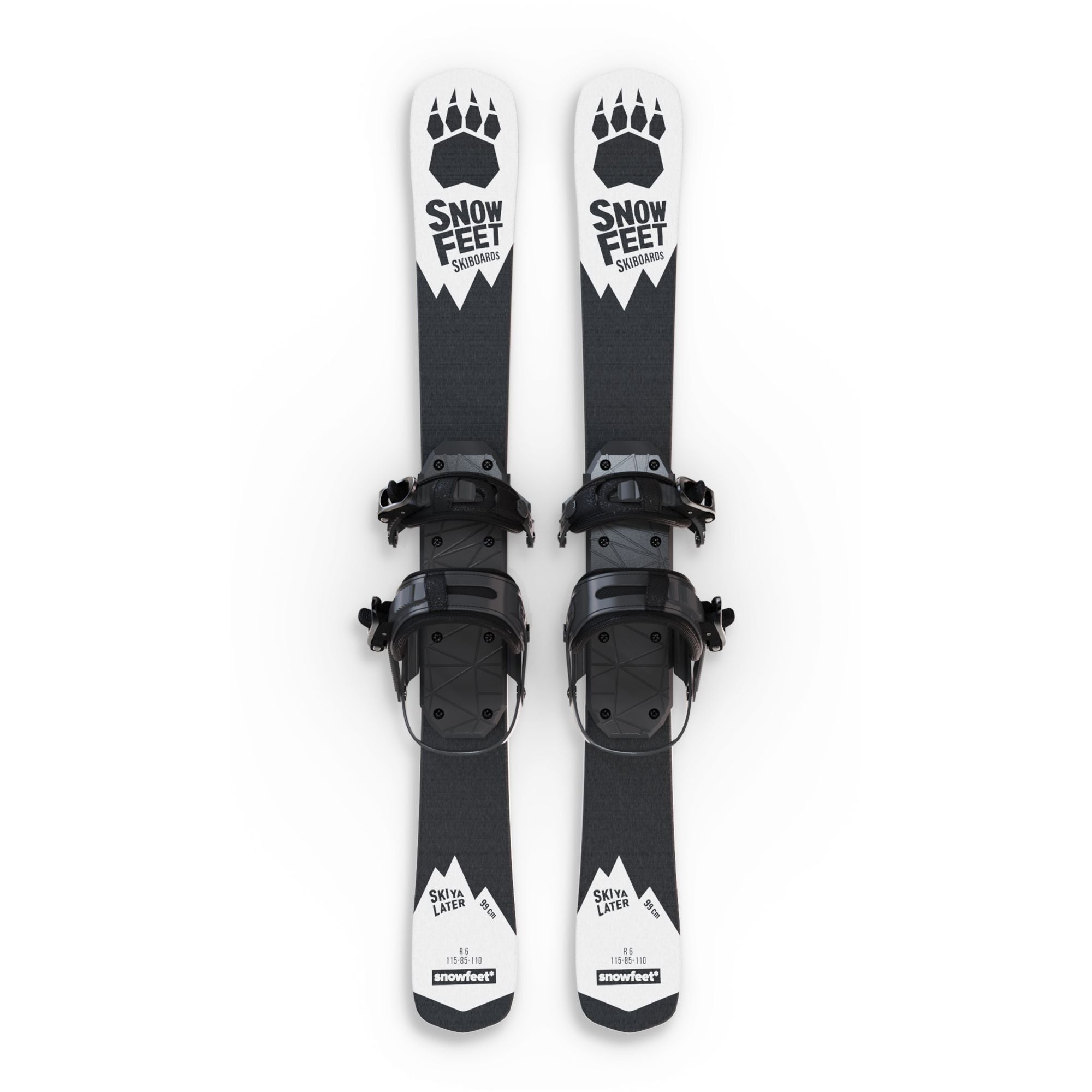 skiboards snowblades short ski 99 snowfeet mini little ski skiblades for snowboard boot with snowboard boot bindings white