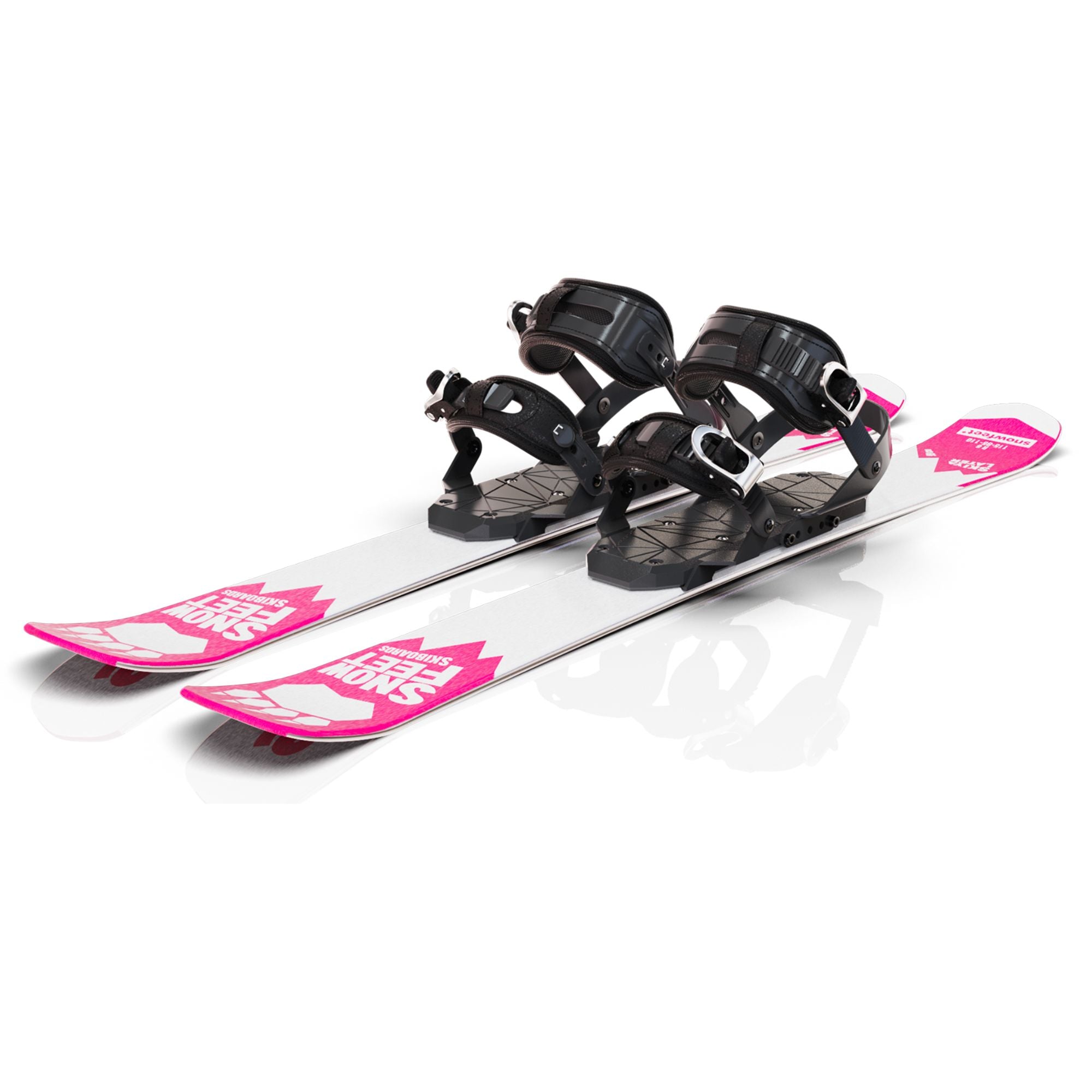 skiboards snowblades short ski 99 snowfeet mini little ski skiblades for snowboard boot with snowboard boot bindings pink