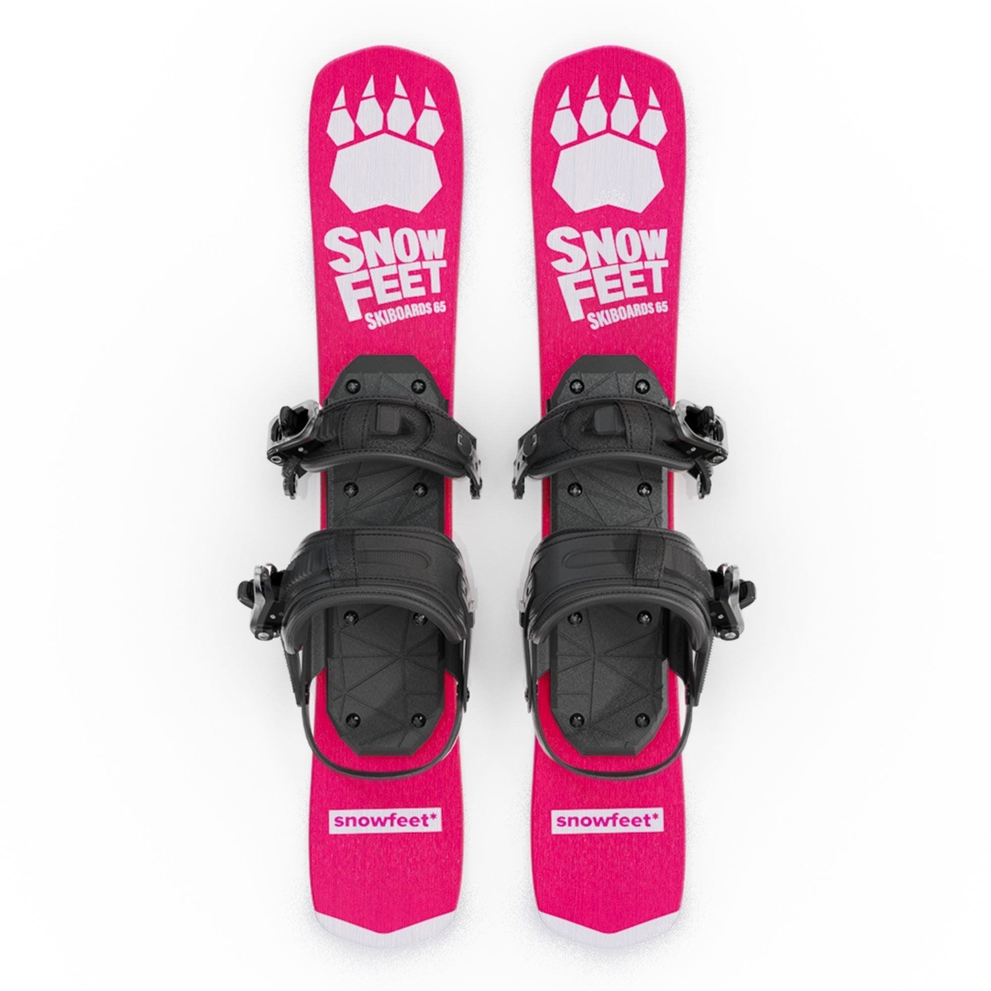 snowfeet-snowblades-bindings-for-snowboard-boots-black-skiboards-shortski-pink
