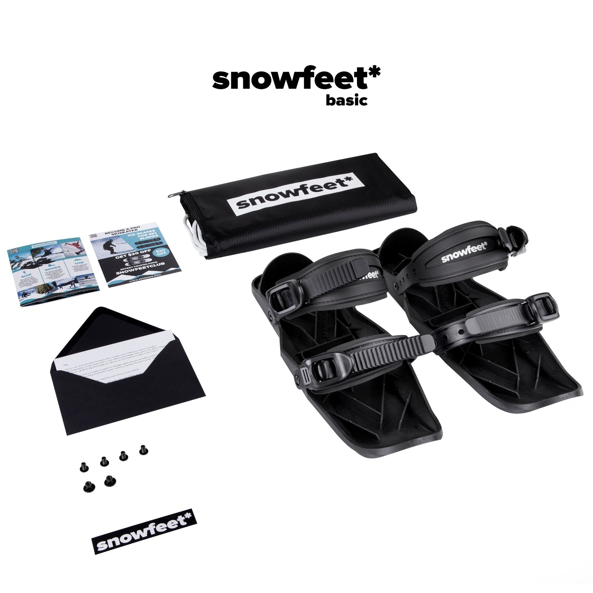 snowfee basic mini ski skates for snow package
