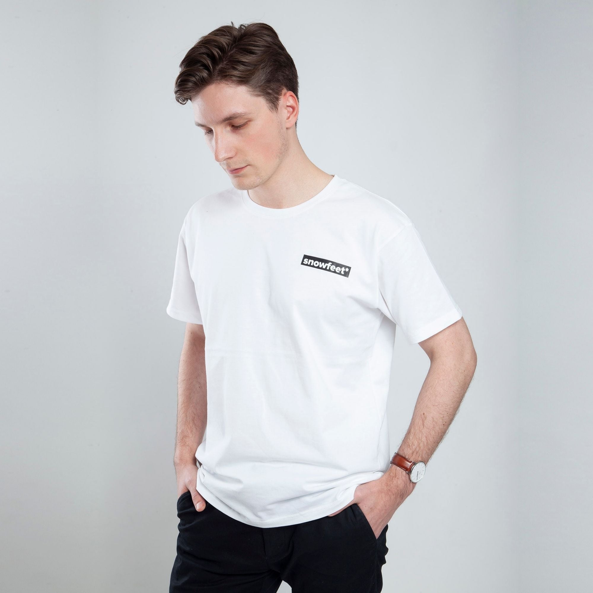 T-shirt blanc à manches courtes avec logo Snowfeet