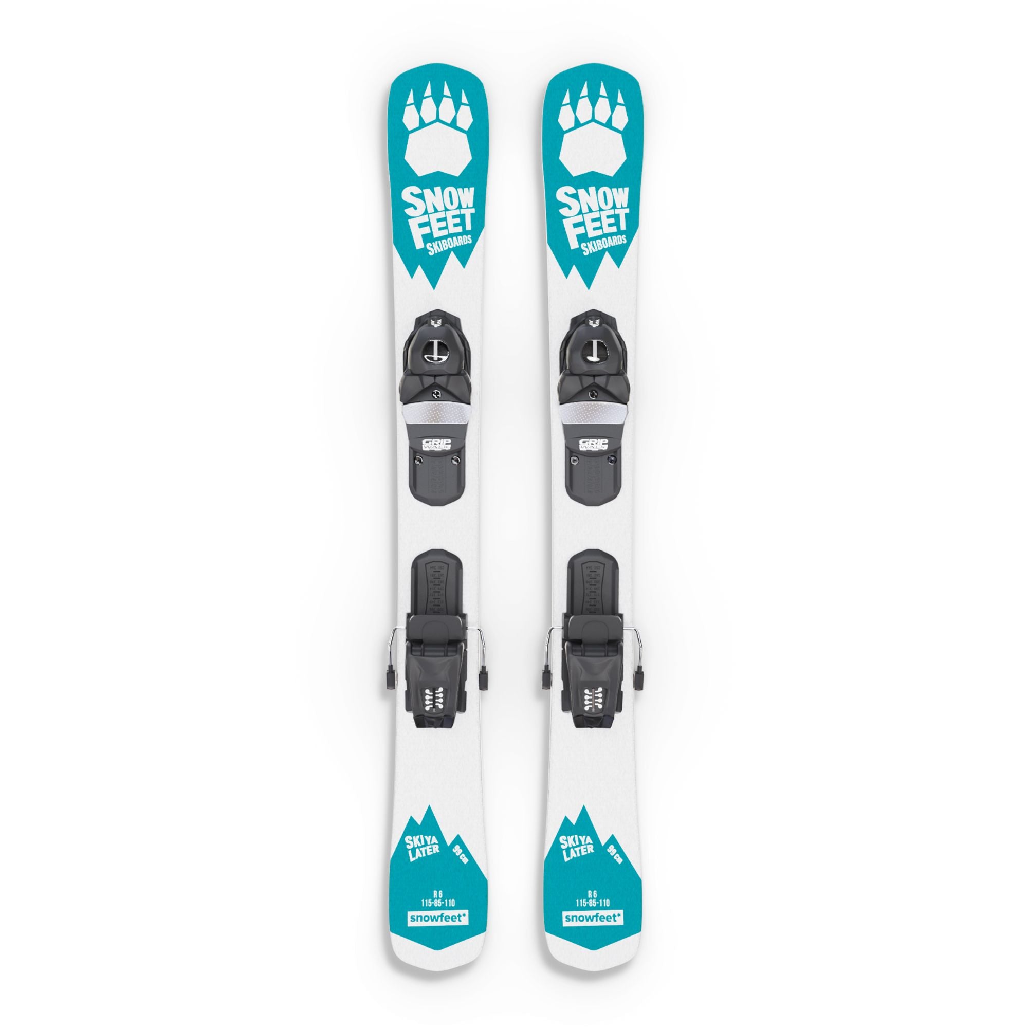 skiboards snowblades short ski 99 snowfeet mini little ski skiblades with profi ski releasable bindings blue turquoise